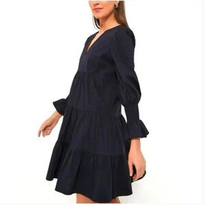 Tuckernuck Pomander Place Kenzo Navy Cotton Poplin Tiered Mini-Dress - Size XL